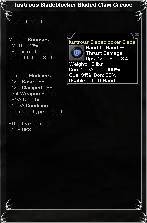 Picture for Lustrous Bladeblocker Bladed Claw Greave (u)