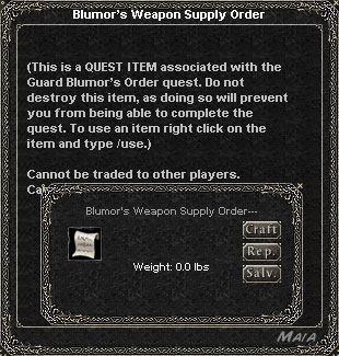 Picture for Blumor's Weapon Supply Order