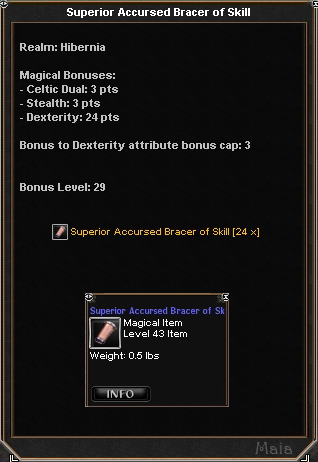 Picture for Superior Accursed Bracer of Skill (Hib)