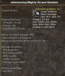 Picture for Shimmering Mighty Arcane Handaxe (Mid) (u)