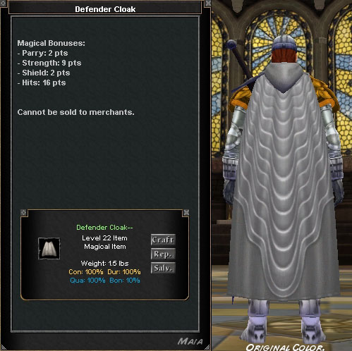 Defender Cloak :: Items :: Dark Age of Camelot :: ZAM