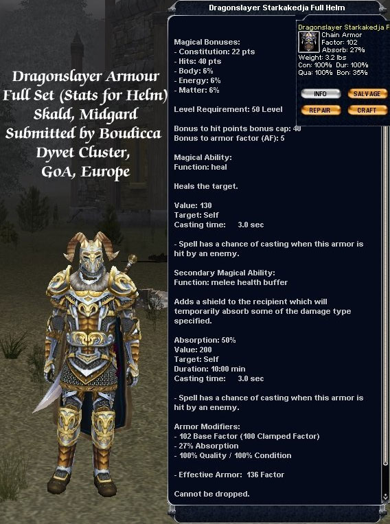 Dragonslayer Starkakedja Full Helm Items Dark Age Of Camelot