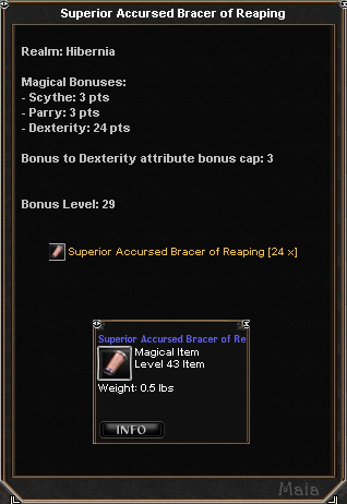 Picture for Superior Accursed Bracer of Reaping (Hib)