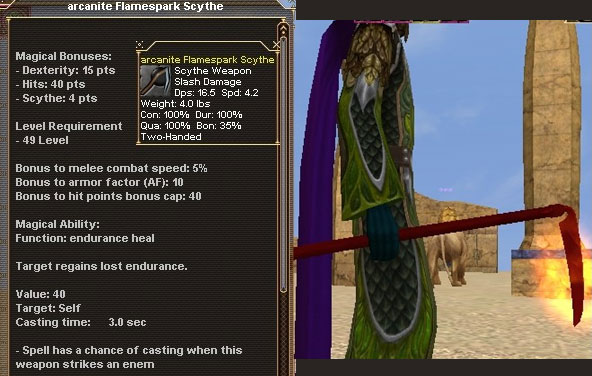 Arcanite Flamespark Scythe :: Items :: Dark Age of Camelot :: ZAM